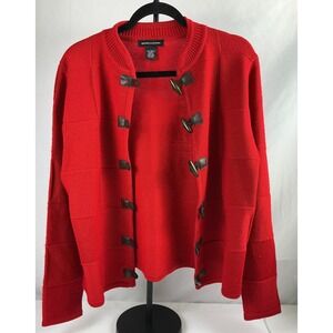 Good clothes‎ Red Textured Knit Cardigan Toggle Closure Women Sweater Acrylic LG